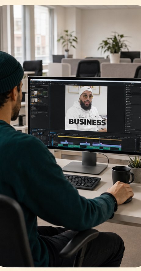 Montage vidéo en cours dans les bureaux Golden View